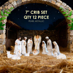 7-Inch Premium Nativity Crib Set