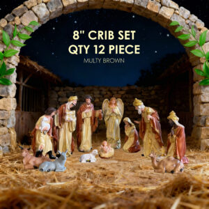 8-Inch Premium Nativity Crib Set